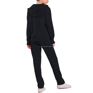 Conjunto Deportivo Clásico Negro para Mujer con Cremallera, Sudadera con Capucha y Pantalones Deportivos de Pierna Recta, Conjunto Deportivo con Cremallera para Mujer - Product Image 5