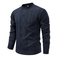 Grenzüberschreitender Herbst-Herrenpullover mit geometrischem Muster, Fleece-gefüttert, dick, warm, aus Polyester, für Freizeitkleidung mittleren Alters