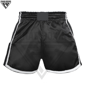 Vêtements de combat noirs personnalisables - Shorts de boxe respirants pour hommes et femmes, service OEM ODM, prix d'usine, shorts de Muay Thai - Product Image 2