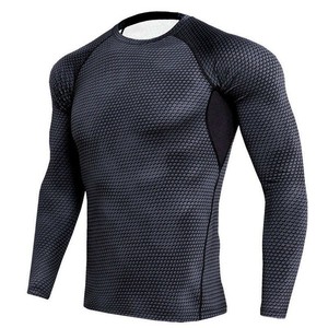 Custom Made Men's Full Sleeve Rash Guard Long Sleeve Quick Dry <b>Compression</b> <b>Shirt</b> Sport Top White <b>Black</b> Gray Red Green Trim OEM - Product Image 3