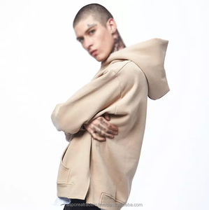 Men Heavyweight Oversize Plain Hoodies Custom Logo Streetwear Cotton <b>Drop</b> Shoulder Pullover Street Style Hoodies - Product Image 3