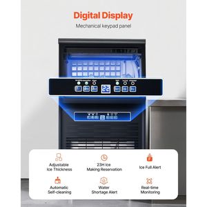 Macchina per il Ghiaccio Professionale da 80 libbre/24H con Capacità di Stoccaggio di 12 libbre, 36 Cubetti di Ghiaccio, 15 Minuti di Produzione, Display Digitale a LED - Product Image 4