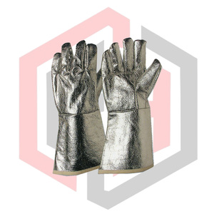 Gants de soudage en cuir fendu aluminisé résistants à la chaleur, gants de pompier robustes, gants de sécurité respirants, antistatiques - Product Image 1