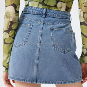 กระโปรงยีนส์พิมพ์ลายแฟชั่นประดับพู่ กระโปรงสั้นเอวสูงสำหรับผู้หญิง ผ้าฝ้าย แฟชั่นใหม่สไตล์เรโทร ยืดได้ - Product Image 3