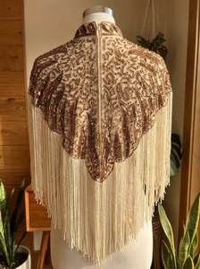 Capa de lentejuelas de poliéster brillante con borlas y cuentas, estilo vintage, para invitadas de boda, accesorios para vestidos de noche, venta al por mayor - Product Image 3