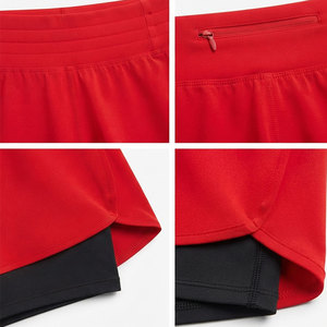 Shorts Deportivos de 2 Capas para Mujer, Ligeros, de Color Sólido, Antiencogimiento, Costuras Reforzadas, 2 en 1 - Product Image 3