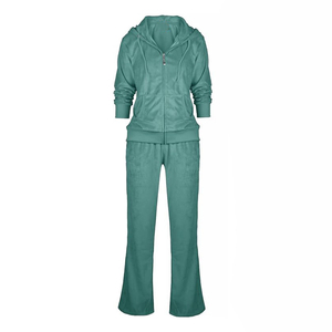 Slim Fit Stand Collar Tracksuit Women Cotton Spandex Blend Tapered Leg Jacket <b>Jogger</b> Pants Modern - Product Image 3