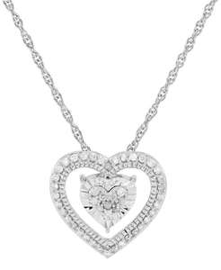 Collana con ciondolo a doppio cuore di diamanti (1/4 ct. T. w.) in argento Sterling, estensore da 16 "2" | Macacy's - Product Image 1
