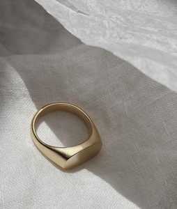 Oval <b>Plain</b> Engraved Signet Pinky <b>Ring</b> 4mm Wide Personalized 14K Solid Gold 10x15mm Face Unisex Minimalist Party <b>Rings</b> - Product Image 2