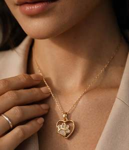 Collar con colgante de circonita de plata de ley 925, chapado en oro de 14 quilates, regalo de joyería para amantes de las mascotas, para ella, uso diario - Product Image 5