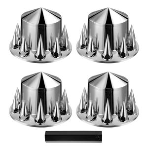 Copricerchi per Asse Posteriore Resistenti alla Ruggine, Coperture per Dadi di Bloccaggio in ABS Elettroplaccato, Coperture Asse a Punta per Camion Semirimorchio, Adattamento Universale - Product Image 1