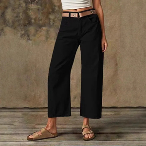 Wholesale OEM ODM Unisex Wide Leg <b>Boot</b> Cut Denim Casual Jeans Breathable Eco-Friendly Medium Wash Loose Fit Mid Waist - Product Image 3