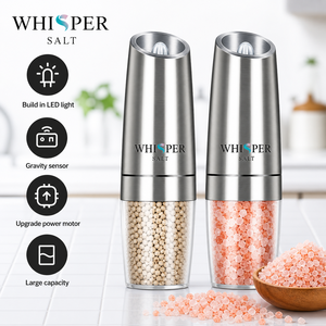 Moulin à sel électrique automatique à gravité Whisper Salt avec lumière LED, réglage de la grosseur, sel rose de l'Himalaya naturel de qualité supérieure, en stock, idéal pour un cadeau - Product Image 4
