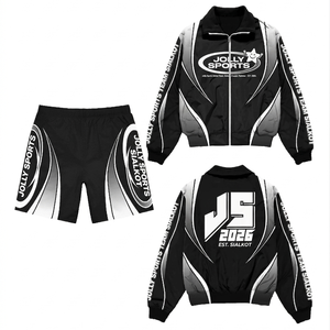 Ensemble coupe-vent court en polyester durable pour homme, style panneau noir et blanc, avec logo personnalisé imprimé, pour homme - Product Image 2