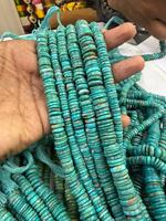 Perles de turquoise naturelle lisses en forme de pneu, 6-10 mm, perles de pierres précieuses turquoise en forme de pneu, roues de turquoise d'Arizona pour la fabrication de bijoux, 13 pouces