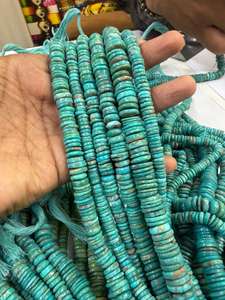 Cuentas de Turquesa Natural Lisas en Forma de Neumático de 6-10 mm, Cuentas de Piedra Preciosa de Turquesa en Forma de Rueda, Turquesa de Arizona para Fabricación de Joyas, 13 Pulgadas - Product Image 3