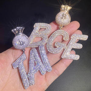 Collar con Inicial 'BGE' con Diamantes Cultivados en Laboratorio, Colgante Personalizado con Letra, Cadena Hip Hop Bling, Joyería de Lujo, Regalo - Product Image 6