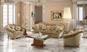 Sofá de Salón con Acabado Metálico Exclusivo, Muebles de Salón de Estilo Clásico con Acabado Metálico, Conjuntos de Sofás de Salón de Lujo - Product Image 2