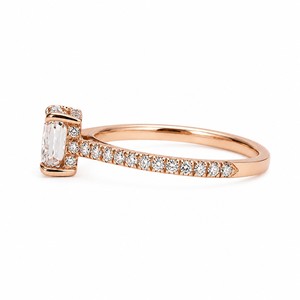 Bague de fiançailles en moissanite halo caché plaqué or rose pour femme, coupe radiant, cadeau fête des Mères - Product Image 3