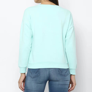 เสื้อสเวตเชิ้ตคอกลมไซส์ใหญ่สำหรับผู้หญิง ขายส่ง สีพื้น ผ้าฝ้ายฟลีซทรงโอเวอร์ไซส์ ซักแล้ว ระบายอากาศได้ดี - Product Image 3
