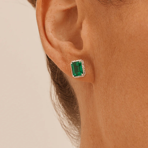 Emerald Cut <b>Stud</b> <b>Earrings</b> 925 <b>Silver</b> Classic Geometric Women's Jewelry - Product Image 3