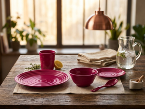 Fabriqué à Taïwan, vaisselle écologique PGT, ensemble de 5 pièces pour un usage quotidien et le camping - Rouge classique - Product Image 2