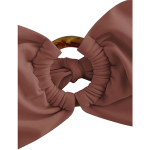 Ensemble bikini bandeau O-Ring personnalisé marron uni deux pièces pour femme, maillot de bain string coupe haute, vêtements de plage d'été, vente en gros - Product Image 5