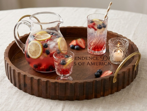 Bandeja Redonda de Madera Artesanal para el Día de la Independencia de EE. UU., para Servir Comida en Fiestas de Barbacoa y Decoración Patriótica del Hogar, Hecha en Vietnam - Product Image 4