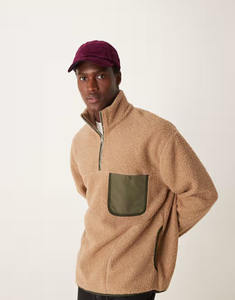 Veste à capuche unisexe en polaire personnalisée pour l'hiver, en laine épaisse et chaude, style streetwear, avec capuche en fausse fourrure Sherpa pour homme - Product Image 1