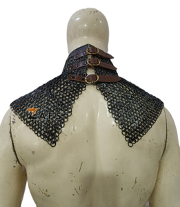 ชุดเกราะอัศวินแบบยุคกลางแท้ ดีไซน์โบราณ ขนาด 09 มม. พร้อมปลอกคอเหล็กถักแบบวงแหวน ตกแต่งด้วยหนังอย่างดี ทำด้วยมือ สำหรับแต่งกาย - Product Image 4