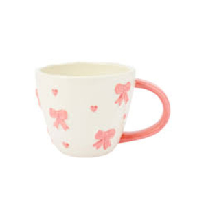 Vente en gros de tasses à café en céramique mignonnes avec nœud rose 3D, esthétique coquette, cœur en relief, ensemble de tasses à thé pour la Saint-Valentin, cadeau pour couple - Product Image 2