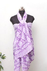 Handmade Cotton Block Print <b>Sarong</b> – Bohemian Floral Summer Beach Wrap – Soft Breathable Pareo for Women. - Product Image 4