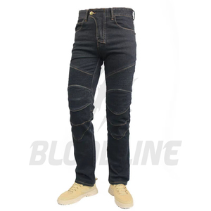 Men's Dark Blue Motorcycle Jeans With Knee <b>Padding</b> Waterproof Cotton Nylon Pants All Seasons Racing Wear - Product Image 1