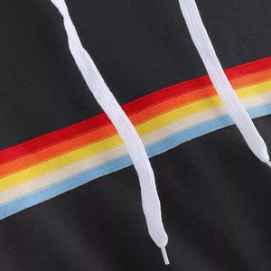 Sweat-shirt à capuche court pour femme, de haute qualité, personnalisé, noir, à manches longues, avec rayures arc-en-ciel, 100% coton, pour l'hiver, de la marque PIHA SPORTS, disponible en ligne - Product Image 3