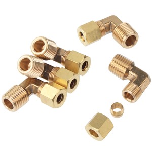 Coude mâle en laiton à compression forgé AOL112 SAE # 060202, 90 °   Raccord coudé, connecteur hydraulique pneumatique, raccord en laiton OEM - Product Image 5