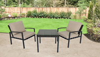 Set Bistrot in Rattan PE per Patio, Set da Esterno per 2 Persone con Cuscini, Mobili da Giardino e Balcone in Alluminio all'Ingrosso