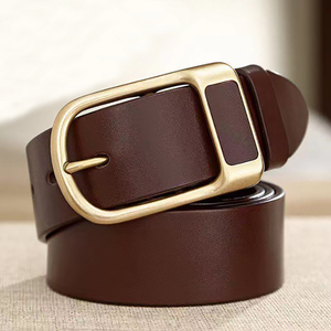 Ceinture homme vintage en cuir véritable avec boucle en acier, ceinture décontractée pour homme, ceinture rétro pour affaires - Product Image 6