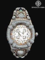 Montre analogique de luxe hip-hop de qualité supérieure, cadran en verre glacé vert à découpe moissanite, bracelet en acier inoxydable, à vendre