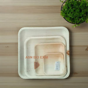 Plateaux de service carrés jetables écologiques en bambou avec plateau Vaisselle design en feuille de palmier pour les fêtes - Product Image 2