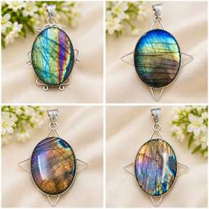 จี้รูปหยดน้ำประดับด้วยหินกึ่งมีค่าขัดเงาสำหรับทำเครื่องประดับ - Product Image 6