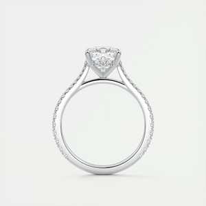 แหวนหมั้นทรงคุชชั่นคัทแบบซ่อนฮาโล ประดับเพชรแล็บโกรว์ 2.50 กะรัต ตัวเรือนทองคำขาว 14k แบบ Cathedral Setting - Product Image 3