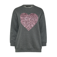 Sudadera de Talla Grande para Mujer, Transpirable, con Lentejuelas en Forma de Corazón, Cómoda, de Poliéster/Algodón, Manga Larga, Cuello Redondo