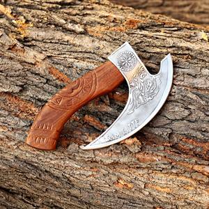 Cuchillo para Pizza Vikingo Industrial Forjado a Mano - Hoja de Acero al Carbono, Mango de Madera de Fresno, Funda de Cuero, Personalizado OEM/ODM, Venta al por Mayor - Product Image 1
