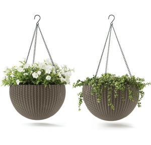 Maceta Colgante con Flores Artificiales Rosas, Forro de Fibra de Coco, Estilo Clásico de Jardín, Uso Interior y Exterior - Product Image 4