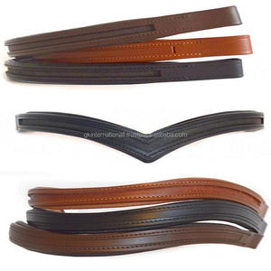 Black <b>Tan</b> <b>Brown</b> Premium Leather - Empty Channel Brow Band for Horse - Full Stitching - All Shaped Curve Flat and V Shape - Product Image 4