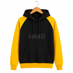 Sweat-shirt à capuche HMR Sorority Sisterhood noir et jaune, à blocs de couleurs, manches longues, en polaire, avec poches, décontracté, automne - Product Image 5