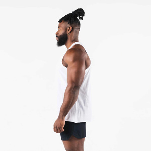 High Quality Men's White Cotton Tank <b>Top</b> O-Neck Solid Plain Knitted Sleeveless Casual Sporty Style Workout Wear - Product Image 4