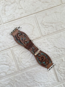 Correa de reloj de cuero genuino suave de repuesto, diseño floral bohemio occidental, hecha a mano, la más vendida de 2026 - Product Image 2