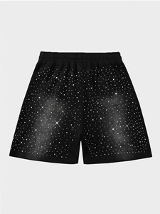 Custom Rhinestone Shorts Heavyweight 380GSM Cotton Fleece High-Fixation Glass Crystals Wholesale Manufacturer - Product Image 3