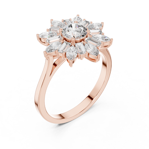 Contemporary Sunburst Cluster Moissanite Art Deco Engagement <b>Ring</b> with <b>Stainless</b> <b>Steel</b> Halo Stones for Women - Product Image 4